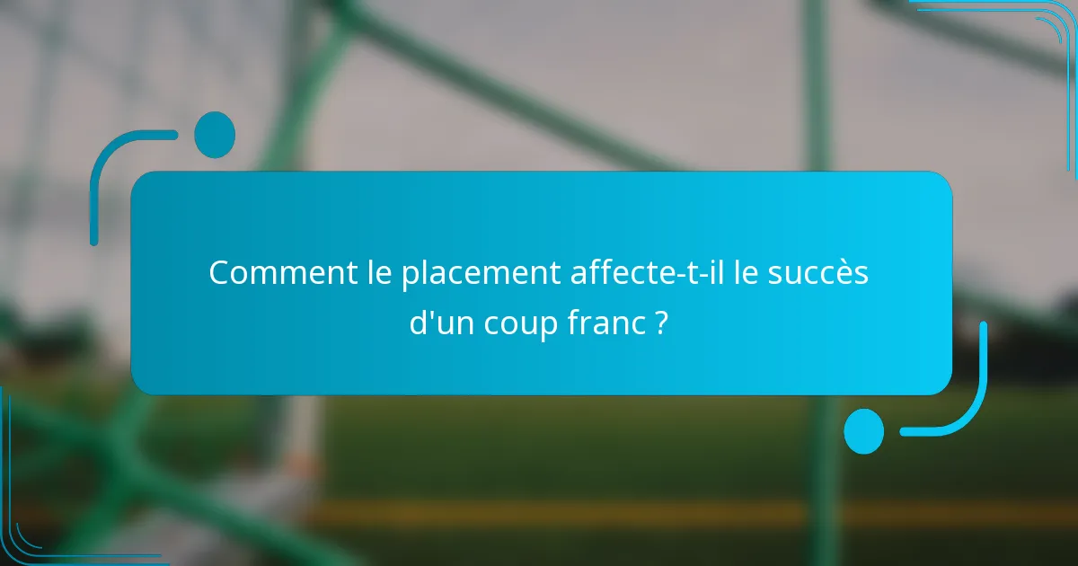 Comment le placement affecte-t-il le succès d'un coup franc ?
